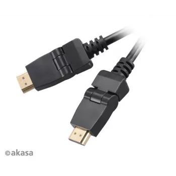 Cablu HDMI Akasa 2 m - High Speed cu Ethernet, 4K @ 30Hz, placat cu aur, negru