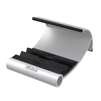 Suport Akasa Leo din aluminiu și negru pentru tabletă, cu trei unghiuri de vizualizare
