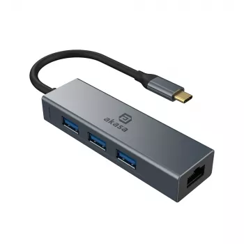 Akasa hub USB Type-C 4-In-1 cu Ethernet 1 x RJ45 3 USB-A USB 3.2 Gen 1