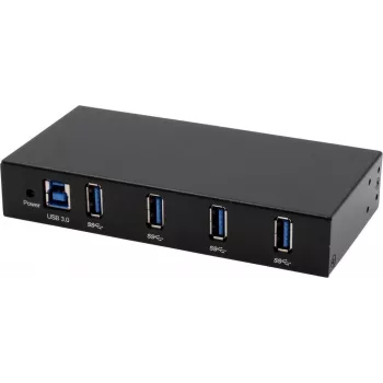 Hub EXSYS EX-11234HMS-2 4 porturi USB 3.2 Gen 1, montaj pe șină DIN și perete, cip VIA VL817_Q7S