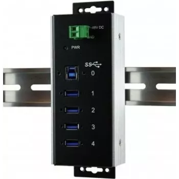 Hub industrial EXSYS EX-1185HMVS-WT USB 3.2 Gen 1, 4 porturi, montaj pe șină DIN