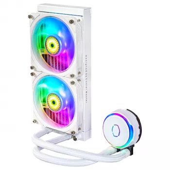 Cooler lichid pentru CPU Cooler Master MasterLiquid PL240 FLUX White, radiator 240mm, 2 ventilatoare de 120mm, ARGB, LGA1700/AM5