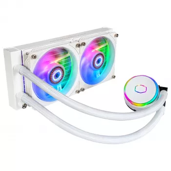 Cooler lichid pentru CPU Cooler Master MasterLiquid PL240 FLUX White, radiator 240mm, 2 ventilatoare de 120mm, ARGB, LGA1700/AM5
