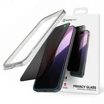 Folie de protecție din sticlă călită AMAZINGTHING Radix Privacy Glass pentru iPhone 16 Pro