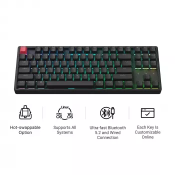 Tastatură Keychron K8X-J3 80% TKL Brown Switch RGB hot-swap neagră