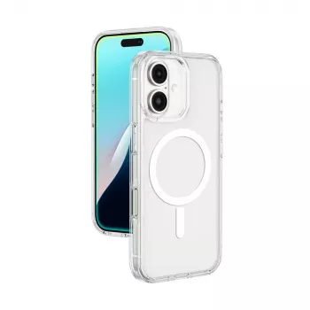 Husă din silicon AMAZINGTHING Minimal Mag Case cu inel magnetic pentru iPhone 16 - transparentă