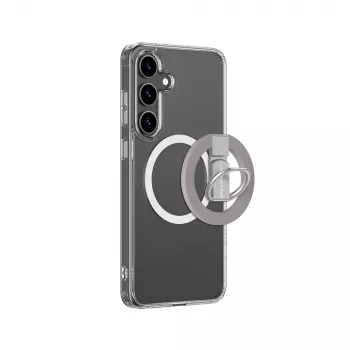Husă AMAZINGTHING Minimal Mag cu inel magnetic pentru Samsung Galaxy S25+ - Transparent