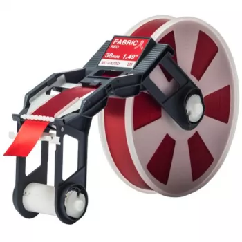 Casetă cu bandă textilă de călcat Brother MCFA2RD, imprimare roșie pe alb, 12mm x 3m