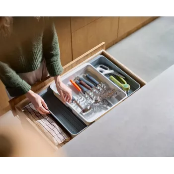 Organizator extensibil pentru tacâmuri în sertar Joseph Joseph DrawerStore gri 8500017