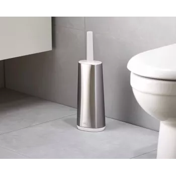 Perie de toaletă din oțel inoxidabil Joseph Joseph Flex 70517 cu cap din silicon, argintiu/gri