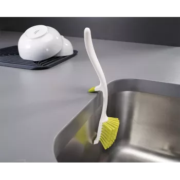 Perie de spălat vase Joseph Joseph Edge verde cu răzuitoare integrată