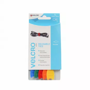 Legături de cablu cu arici VELCRO VEL-EC60250 - culori asortate (albastru, verde, portocaliu, roșu, galben) - 20 cm x 12 mm - pachet de 5