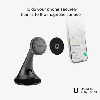 Suport auto universal SBS cu ventuză magnetică largă compatibil cu MagSafe - Negru