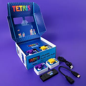 Consolă retro arcade FIZZ CREATIONS Tetris Duel pentru doi jucători, cu 2 gamepad-uri cu fir, plug & play