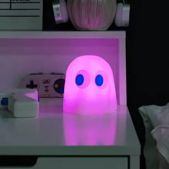 Lumină de ambient LED FIZZ CREATIONS Pac-Man Ghost, cu schimbare de culoare, reactivă la sunet, alimentare USB/baterie