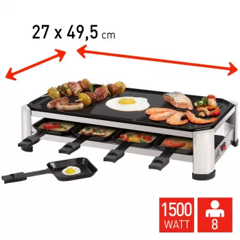 FRITEL RG 2170 Raclette Grill Stainless Steel Chrome/Black 1200 W 8 Persons