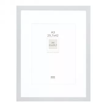 Ramă foto din lemn Deknudt S66KD1 P1 DIN A3 29,7x42 cm argintie cu passepartout