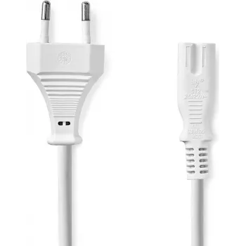 Nedis Cablu de alimentare - Euro tată la IEC-320-C7, 3,00 m, drept, plat, PVC, alb