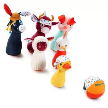 Set de popice Lilliputiens cu fermă și minge cu clopoțel
