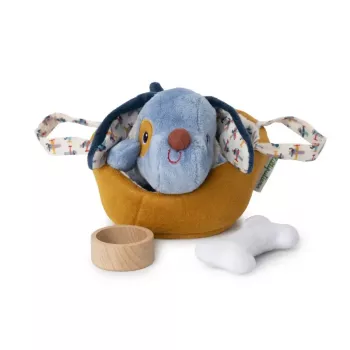 Set de activități din pluș Lilliputiens Jules the Dog, cu coș și accesorii, 12m+
