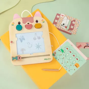 Tablie magnetică de desen din lemn Lilliputiens – Jeanne the Cat, 18m+