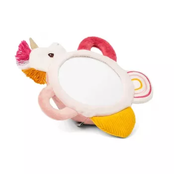 Oglindă de activitate Lena the Unicorn cu mânere Lilliputiens, jucărie senzorială pentru bebeluși, 3 luni+