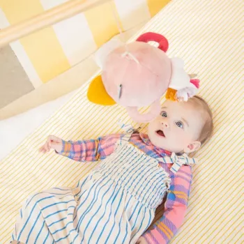 Oglindă de activitate Lena the Unicorn cu mânere Lilliputiens, jucărie senzorială pentru bebeluși, 3 luni+
