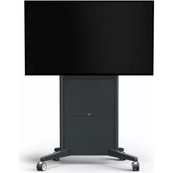 Stand de podea mobil motorizat SMS Presence pentru ecran plat până la 84 inch, blocabil, gri închis