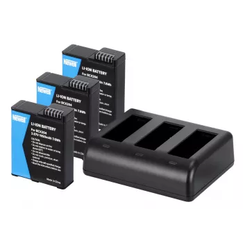 Încărcător cu trei canale Newell SDC-USB-C și 3 baterii BCX-204 pentru DJI Osmo Action
