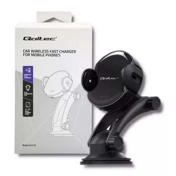 Încărcător auto wireless Qoltec PRO cu suport IR 15W QC 3.0 USB Type-C negru
