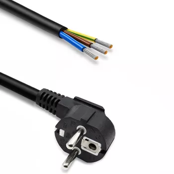 Qoltec Cablu de alimentare SCHUKO CEE 7/7 (E/F) colțar cupru dezizolat cositorit 3x1.50 mm² 5m negru