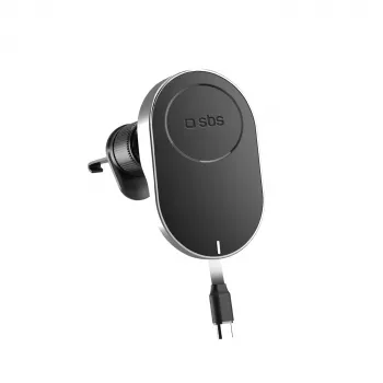 Încărcător SBS MagSafe magnetic 15W cu cablu retractabil - negru