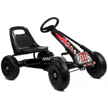 LEAN TOYS LEAN CARS A-15 Go-Kart negru cu roți umflate