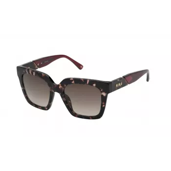 Ochelari de soare damă Nina Ricci SNR3185201GQ cu ramă neagră din acetat și lentile gri degrade, 52 mm
