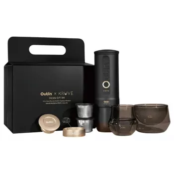 Set cadou de espressoare portabil OutIn Nano x Kruve Black/Gold