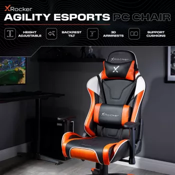 Scaun de gaming X Rocker Agility eSports, negru/portocaliu