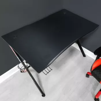 Birou de gaming X Rocker Ocelot cu mouse pad, negru/roșu