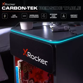 Noptieră de gaming X Rocker cu iluminare RGB LED, gri/roșu