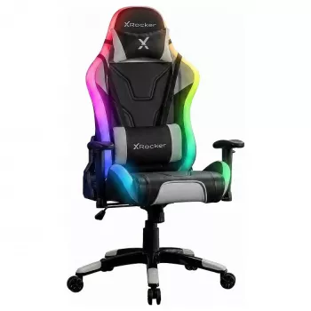Scaun de gaming XROCKER, negru, cu iluminare RGB LED Neo Motion și perne de confort