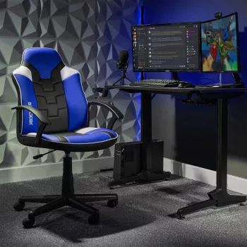 Scaun de birou de gaming X Rocker Saturn pentru copii și adolescenți, albastru