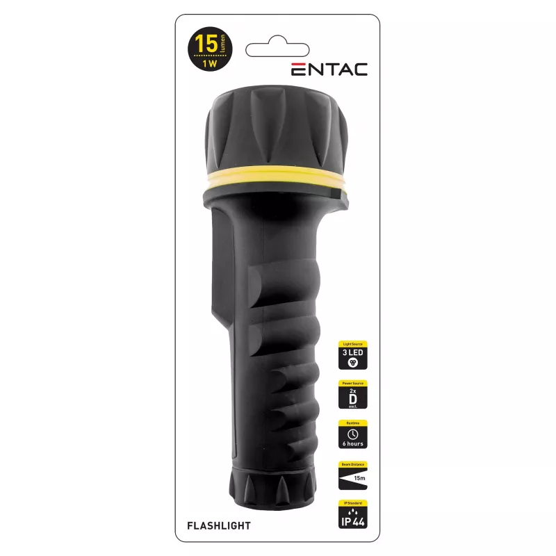Lanternă ENTAC EFL-2D-PL 2D, plastic, neagră