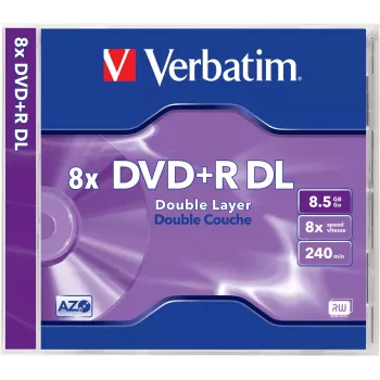Matrice DVD+R DL Verbatim 8,5 GB Double Layer 8x AZO pachet de 5 Jewel Case
