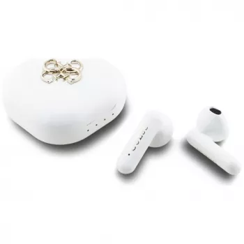 Căști True Wireless Stereo Bluetooth Guess 4G Metal Logo cu carcasă de încărcare (albe)