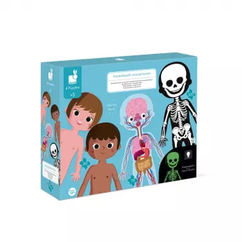 Set puzzle educativ Janod Corpul uman 50, 75 și 100 piese