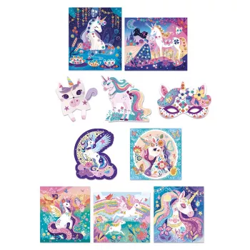 Set creativ de bricolaj Janod 10 decorațiuni unicorn 5+