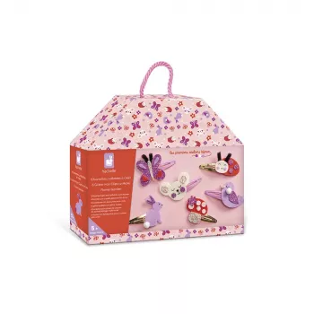 Set creativ de bricolaj Janod agrafe de păr cu sclipici Garden 5+ J09179