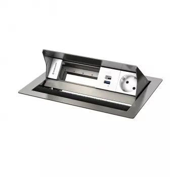 Kindermann CP Standard² VA 4f. Panou de conectare pentru birou cu 1x priză Schuko, 1x port de încărcare USB-A, VGA, audio, negru