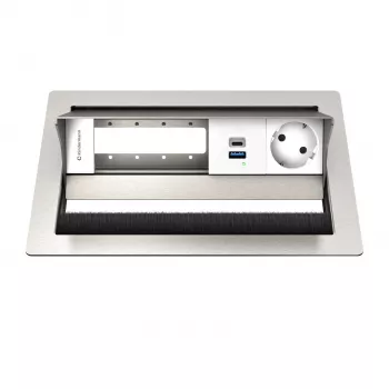Kindermann CP Standard² VA 4f. Panou de conectare pentru birou cu 1x priză Schuko, 1x port de încărcare USB-A, VGA, audio, negru