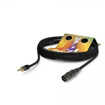 Cablu patch/insert Sommer Cable Club Series MKII, 2 x 0,34 mm², mufă XLR cu 3 pini la mufă mini jack stereo de 3,5 mm, HICON, negru, 0,25 m (CSDQ-0025-SW)