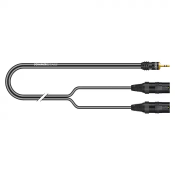 Cablu stereo split Sommer Cable SC-Onyx 2025 MKII, 2 x 1 x 0,25 mm², mufă jack mini stereo 3,5 mm la 2x mufe XLR cu 3 pini, HICON, negru, 2,5 m (ON9V-0250-SW)